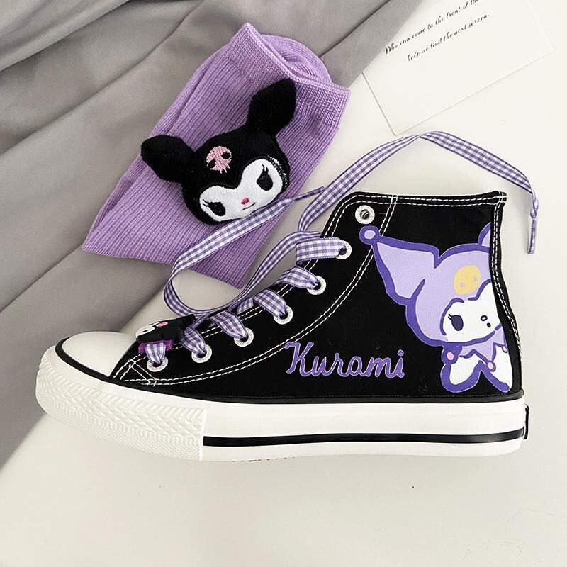 Kuromi Canvas Shoes Y2K High Top Canvas Sneaker Shoes Flat Shoes