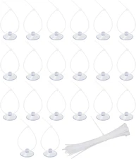 AQUANEAT 20 Pack Suction Cups with 40/100 Zip Ties for Aquarium Fish Tank Decora