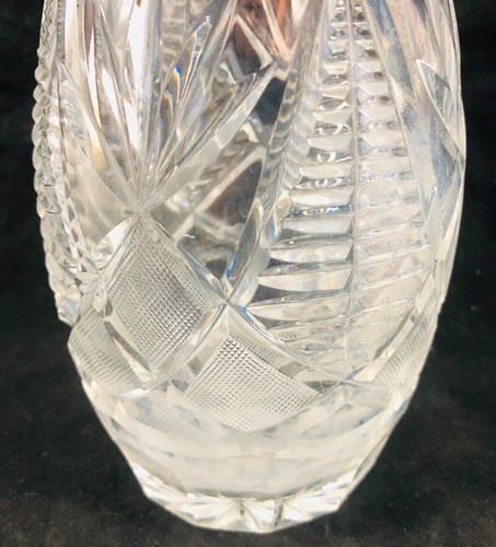 Tall cut glass crystal glass decanter with stopper 32cm - Picture 2 of 8