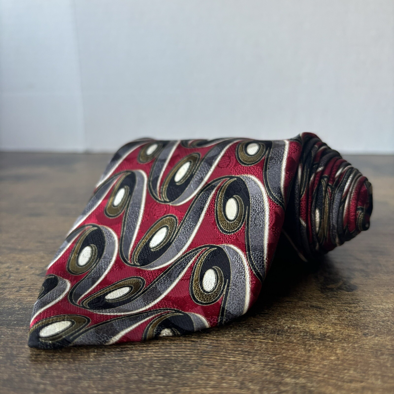 VTG Basic Elements Men’s Silk Necktie Blue Red Wh… - image 3