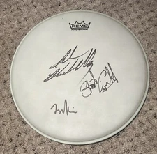 TAYLOR HAWKINS STEWART COPELAND JOHN BLACKWELL JR SIGNED REMO AUTO DRUMHEAD RARE