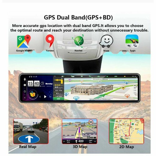 12" IPS 4G car dvrs Android mirror rear view camera ADAS Bluetooth WIFI GPS DVR - Picture 10 of 12