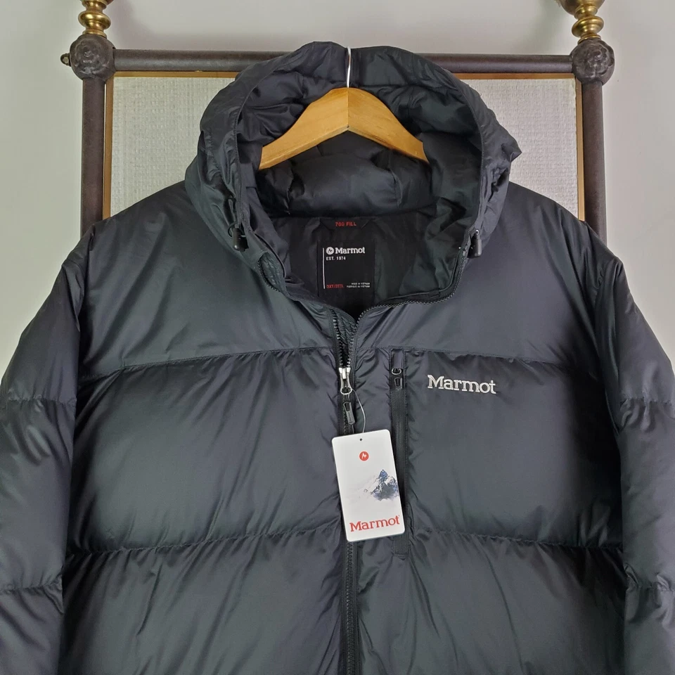 NEW $300 MARMOT Size 3XLT Mens Jacket 700 Duck Down Hooded Black Full Zip 3XL - Image 3 of 4