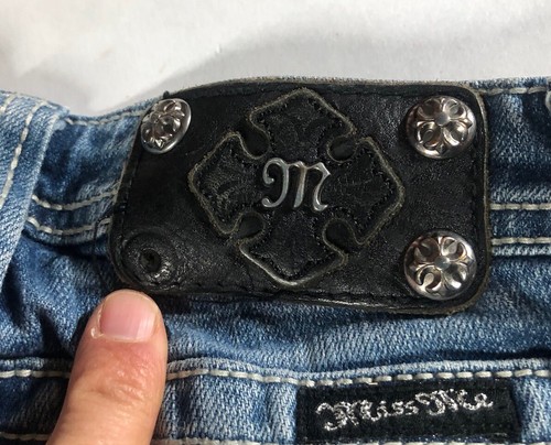 MISS ME Angel Wings Cross Rhinestone Studded Jean Bermuda Shorts Girls 10 used - Picture 9 of 16