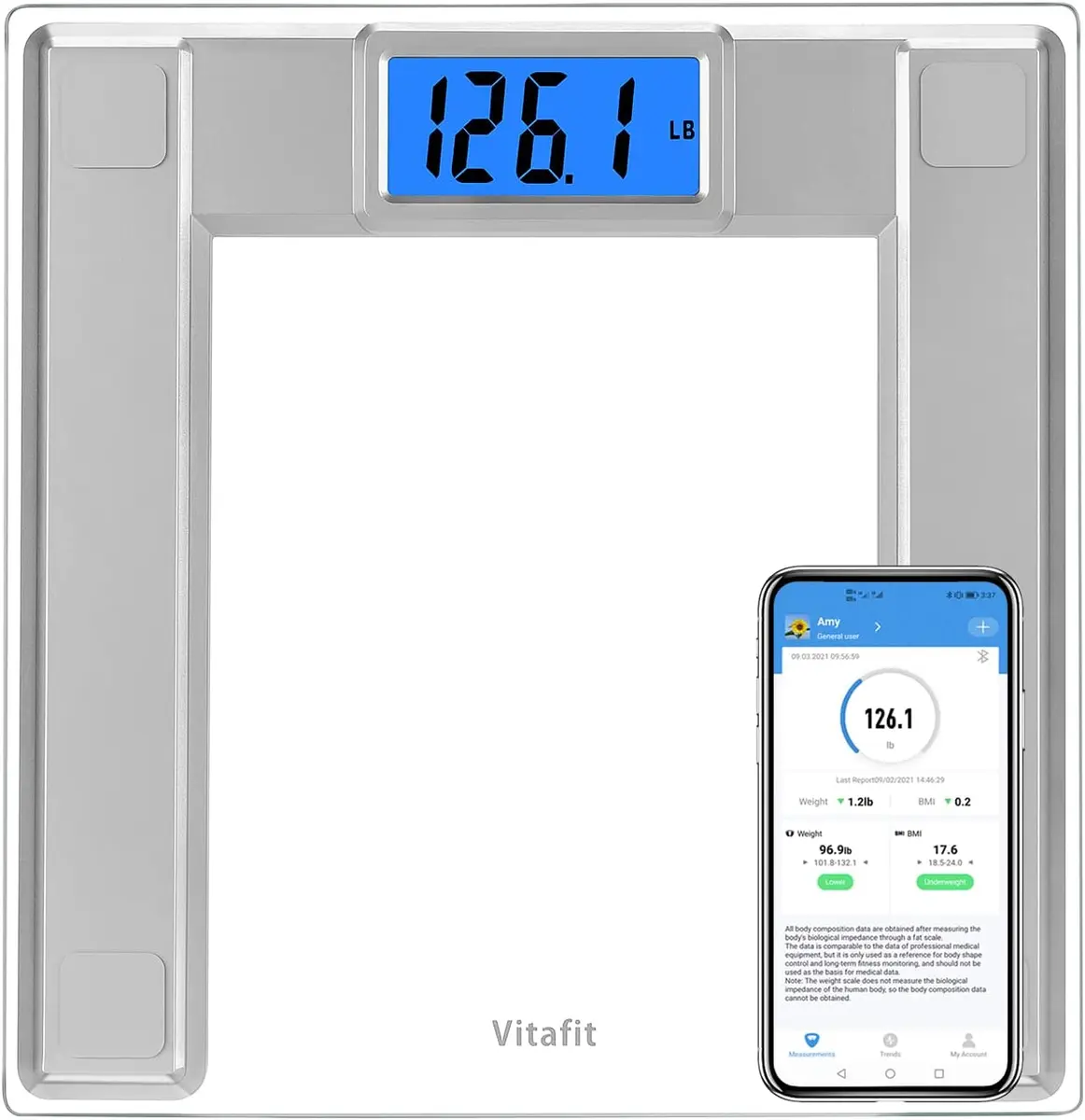 550Lb Extra-High Capacity Smart Digital Body Weight Bathroom Scale