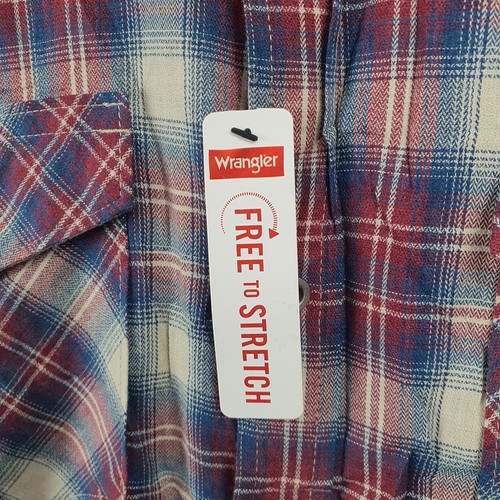 Wrangler Shirt Mens Extra Large TG Red Blue Plaid Button Up Western NEW 10835 - Picture 3 of 13