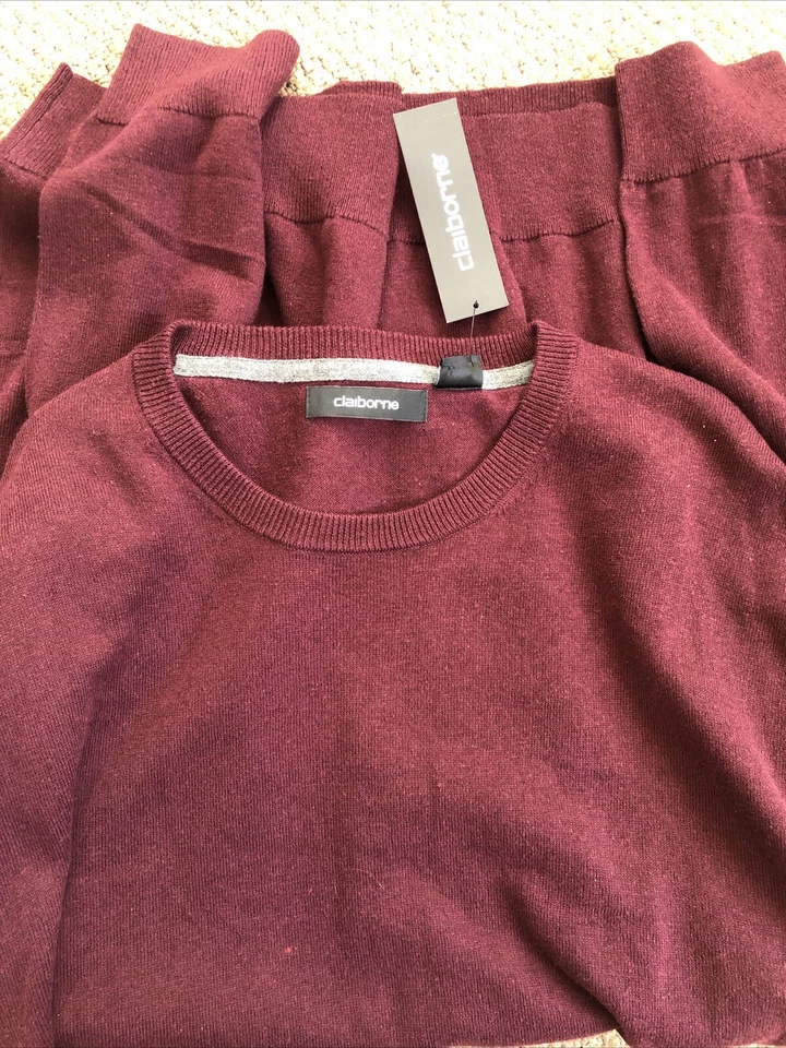 CLAIBORNE LONG SLEEVE  MENS Burgundy SWEATER SIZE XXL NWT - Image 3 of 4