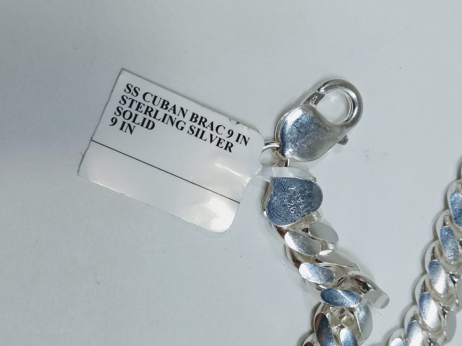 Macy's Solid Sterling Silver 9mm Cuban 9" Bracele… - image 5