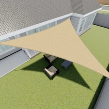 Outdoor Sun Shade Sail Cover Patio Awning Garden Pool Triangle Sand 13/14/15 FT