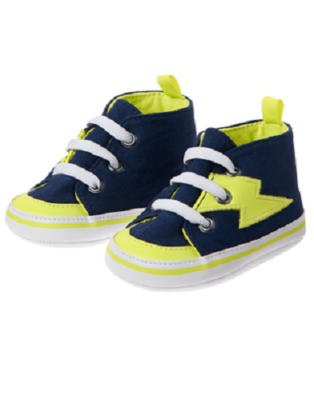 Gymboree Space Lightning Bolt Blue & Green Crib Shoes Infant Baby