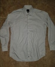 David Donahue Trim Multicolored Plaid Button Down Shirt Mens Size 15 1/2