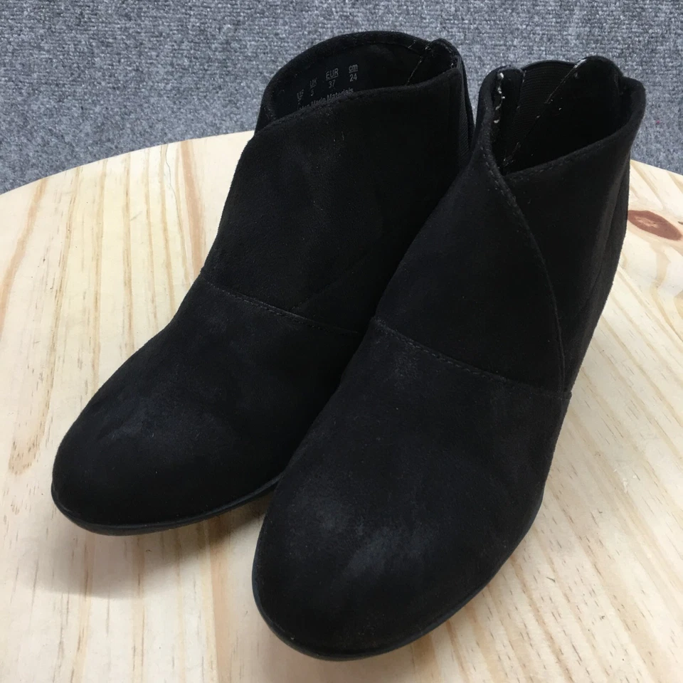Botas deportivas para mujer 7 M botines plegables al tobillo negras imitación cuero tacones en bloque informales Foto 3 de 4
