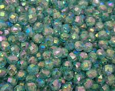 1,000 Pcs 6mm Iridescent Blue AB Round Crystal Faceted Plastic Craft Beads VTG
