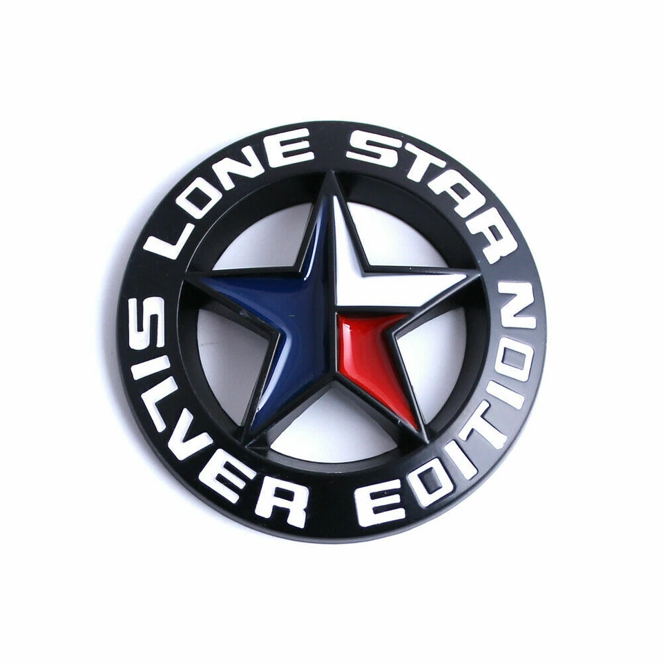 ТРИ *ЧЕРНЫЕ* СЕРЕБРЯНОЕ ИЗДАНИЕ LONE STAR эмблемы Техаса универсальный значок грузовика - Изображение 3 из 4