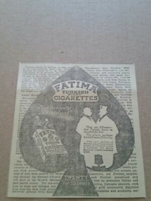 1912 Fatima Turkish Blend Cigarettes Newspaper Ad 
