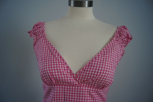 Fashion Granada Pink Embroidered Blouse Gingham Buffalo Check Plaid - Picture 4 of 10