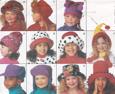 Butterick 3592 Children's Hats 9 Different Styles Caps Pattern Sz S M L