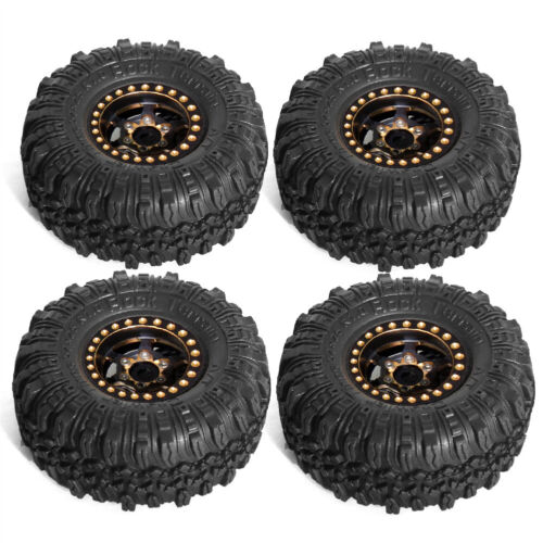 4PCS 1.0 Brass Rubber Wheels Tires for 1/18 TRX4M 1/24 Axial SCX24 Upgrade Parts - Picture 4 of 9
