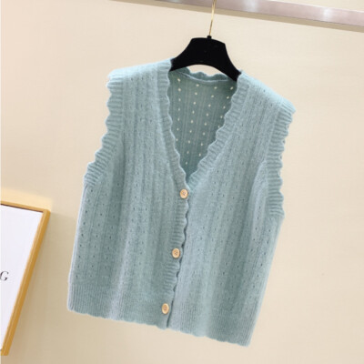 Damen Strickjacke Weste Ärmellos Pullover Weste Freizeit DE