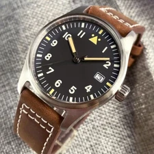 Tandorio 39MM Black Dial Watch 20Bar Automatic NH35A Date For Men Sapphire Glass