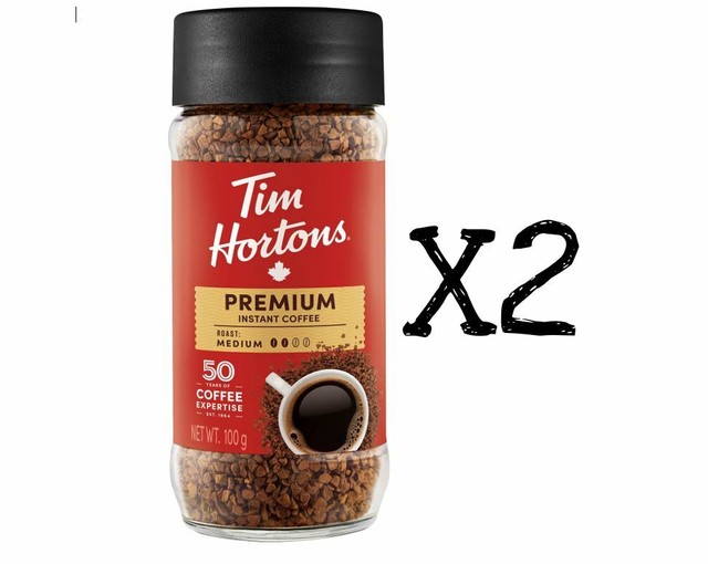 Tim Hortons Premium Instant Coffee Premium Medium 100g/3.5oz. x 2 NEW