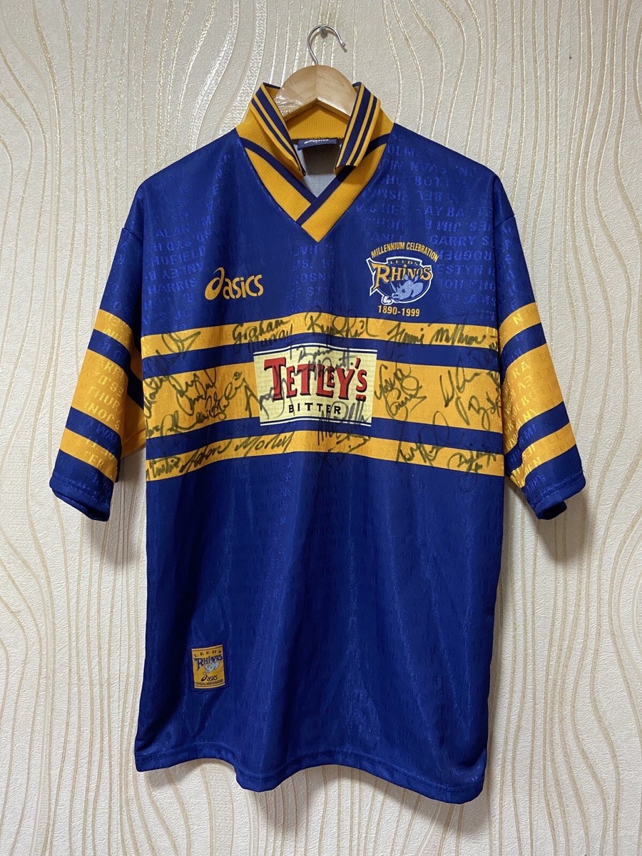 LEEDS RHINOS 1998 2000 RUGBY SHIRT JERSEY ASICS sz L MEN VINTAGE