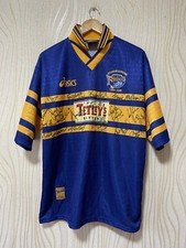 LEEDS RHINOS 1998 2000 RUGBY SHIRT JERSEY ASICS sz L MEN VINTAGE SIGNATURE