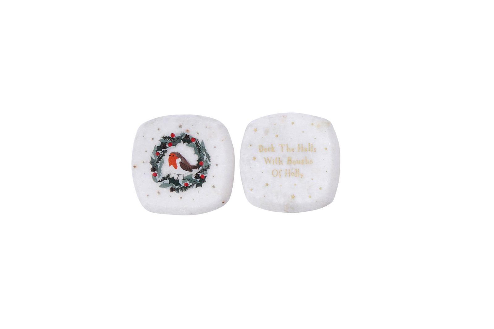 Single Double Sided 'Deck The Halls With Boughs Of Holly' Pebble
