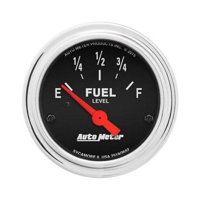 Auto Meter 2519 2-1/16'' Fuel Level Gauge 73-10 Ohms Air-Core Linear Chrome