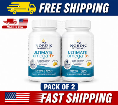 2 packs Nordic Naturals Ultimate Omega-D3 240 Soft Gels 