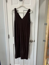 Deiji Studios Brown Sleeveless V-Neck Maxi Dress Cotton Size S