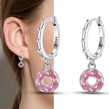 KUNSIR 925 Sterling Silver Mini Doughnut Huggie Earrings For Women Jewelry Gift
