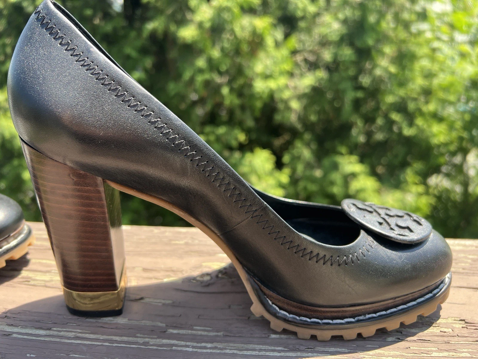 Tory Burch LEANNE décolleté suola a strappo nere vernice tacco 4" Y2K Preppy taglia 8 5