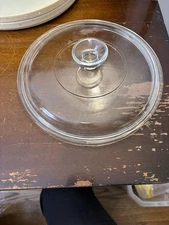 Pyrex Glass Replacement Lid G1C Clear Round Lid Knob 8 3/4” Small Chip TOW #4