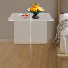 Acrylic Side Table, End Table, Free Standing Clear Modern Bedside Table