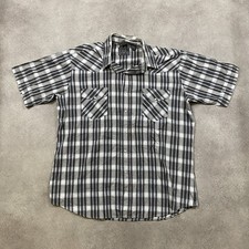 Rock Creek Ranch Shirt Mens XL Western Plaid Checkered Snap Button, White Grey