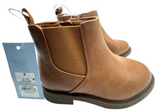 Cat  Jack Toddler Cognac Tanner Chelsea Ankle Boots Size 8T Zip Closure NWT
