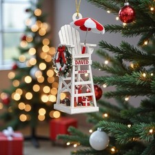 Personalized Lifeguard Chair Ornament Beach Christmas Tree Decor Gift 2025