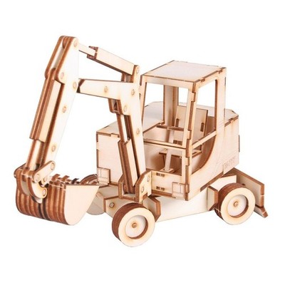 Youngmodeler Wooden Excavator Model Kit DIY 3D Puzzle Construction Vehicle Craft