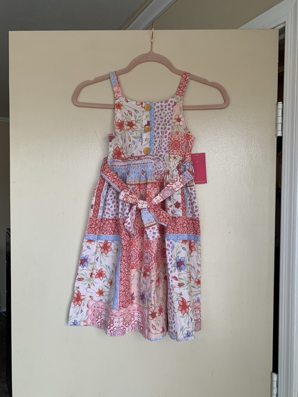 Vince Camuto Pink Floral Patchwork Linen Blend Sundress Girls 10 Dress NWT!