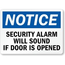 Security Alarm Door Notice Aluminum Weatherproof Sign c01751