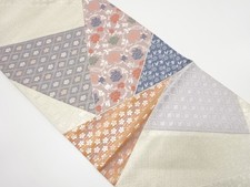 7348360: JAPANESE KIMONO / ANTIQUE FUKURO OBI / SILK / WOVEN KIRIBAME STYTLE