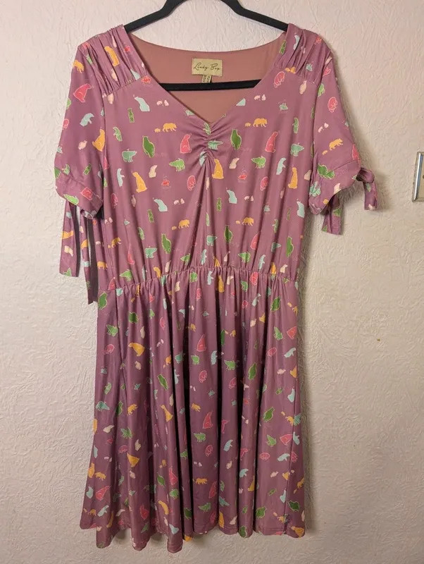 Lindy Bop Polar Bear Print Tea Dress UK 14 Retro Rockabilly Novelty Dress image 2
