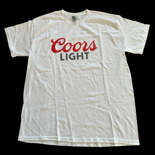 COORS LIGHT Shirt Mens Size L Short Sleeve White 100% Cotton Gildan - Picture 1 of 9