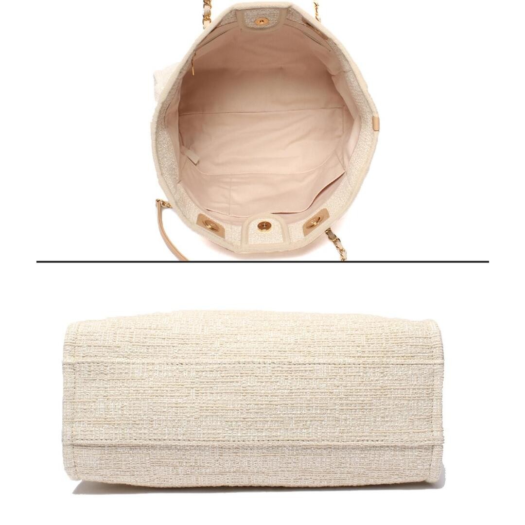 Chanel Tote Bag Shoulder Tweed Gold Hardware Deauville MM Ladies' ebd32d574094d thumbnail 3