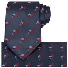 US Flag Mens Silk Tie American Patriotic Ties Pocket Square