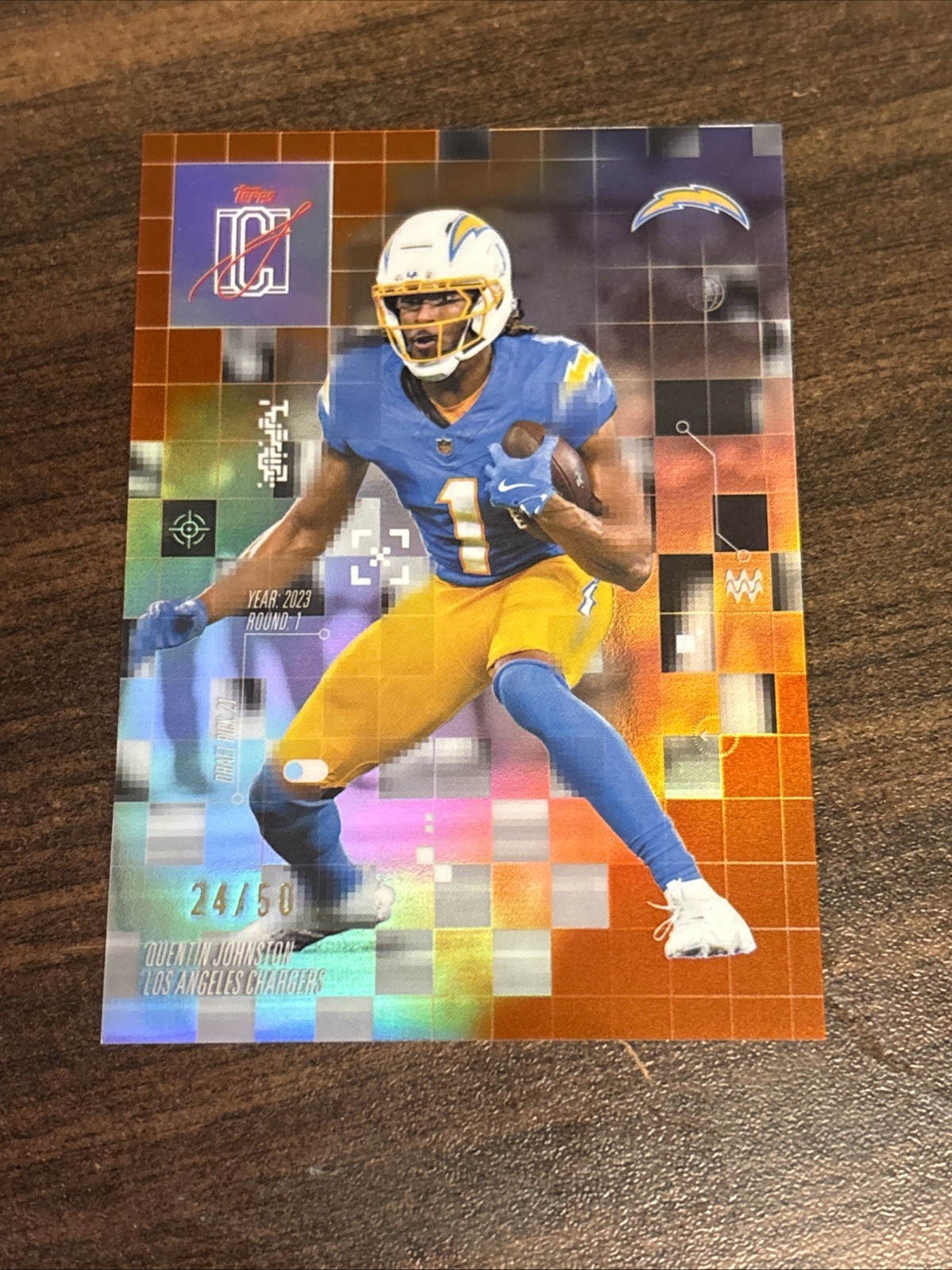 Quentin Johnston 2025 Topps Signature Series Orange /50 LA Chargers