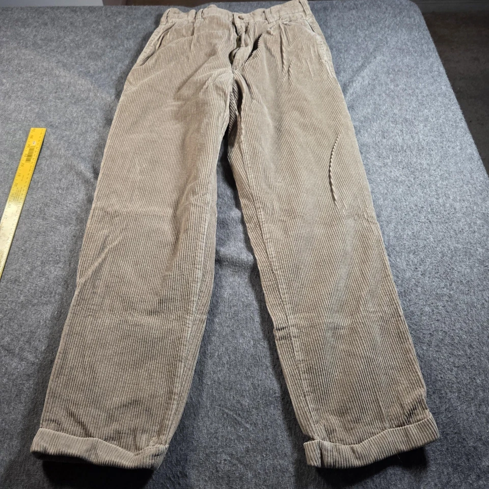 Pantalones de Pana Bill Blass Para Hombres 33x32 Marrón Negro Etiqueta Informales Plisados Anchos Ballena Foto 2 de 4