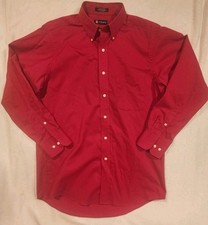 Chaps Red Dress Shirt Button Up Long Sleeves 15-15.5 Neck 32-33 LS Mens
