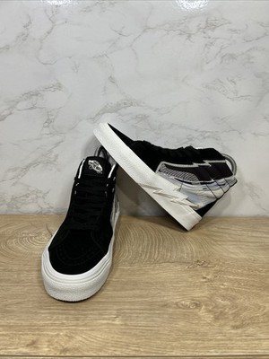 VANS Sk8-Hi Bolt Mens High Top Skate Shoes Black White Light Blue Sz 3.5 New